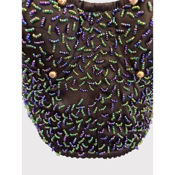Vintage Victorias Secret Gold Label Black Beaded Halter Top Sz M Y2K Maximalist - Picture 2 of 6
